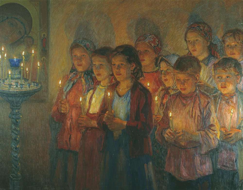 В церкви. 1939 Вариант. Рига - Богданов-Бельский Николай Петрович