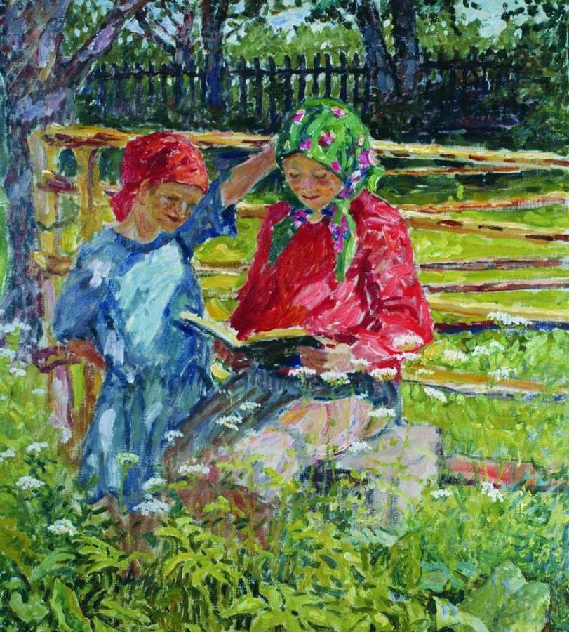 Девочки в платочках. 1920-е Рига - Богданов-Бельский Николай Петрович
