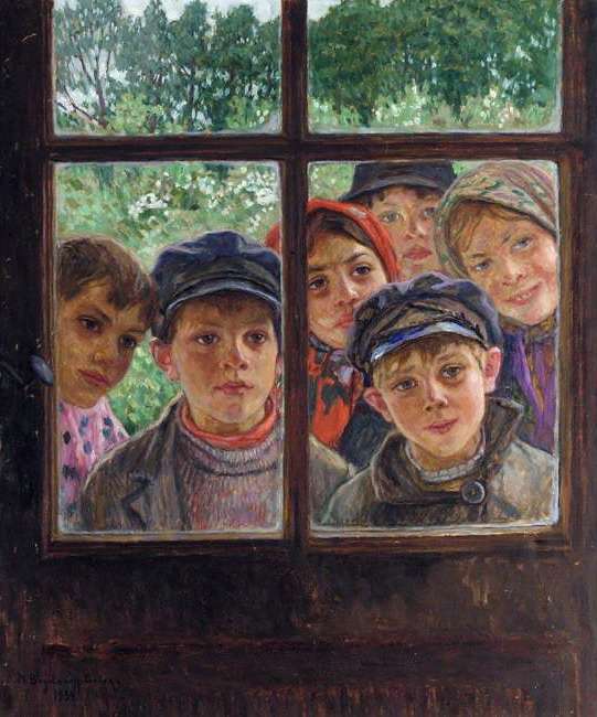 Дети в окне - Богданов-Бельский Николай Петрович