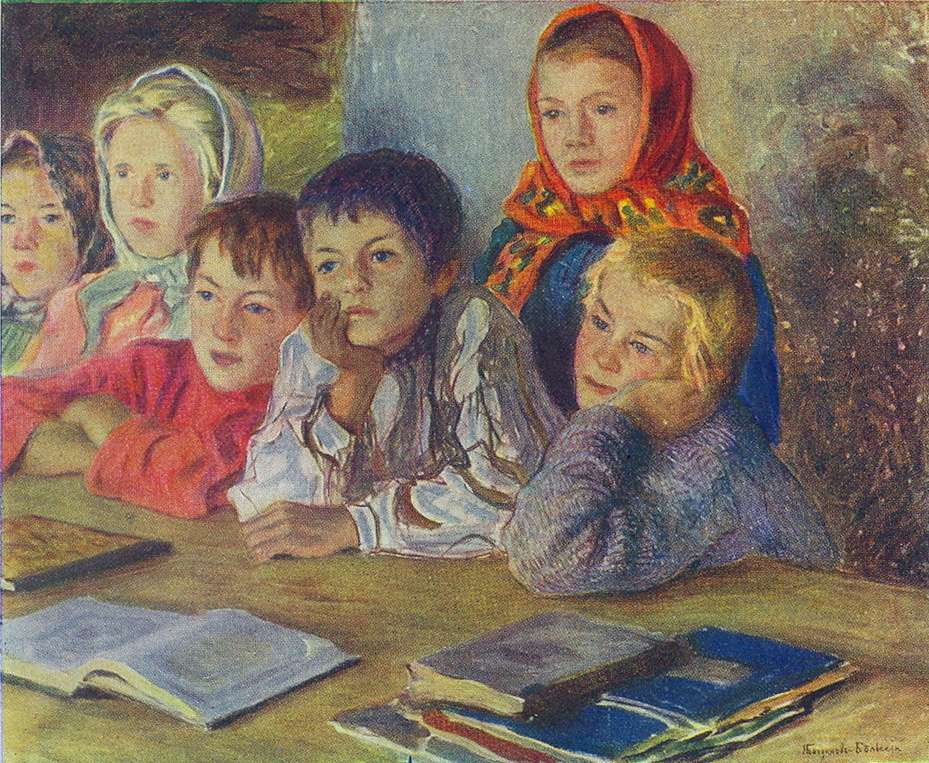 Дети на уроке. 1918 - Богданов-Бельский Николай Петрович