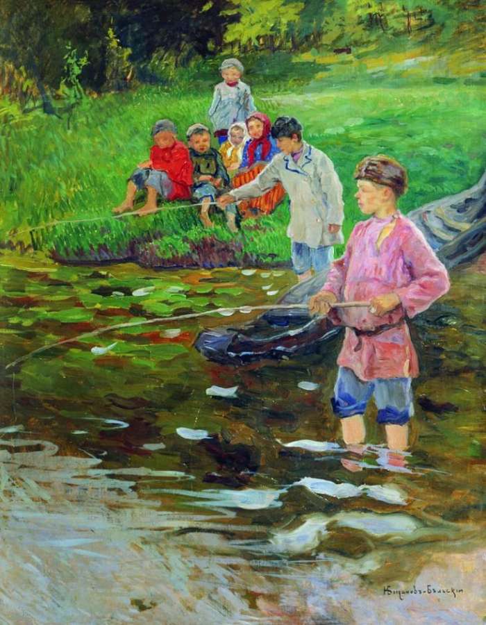 Дети-рыбаки. 97x76 Луганск - Богданов-Бельский Николай Петрович