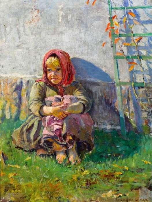 Маленькая девочка в саду - Богданов-Бельский Николай Петрович