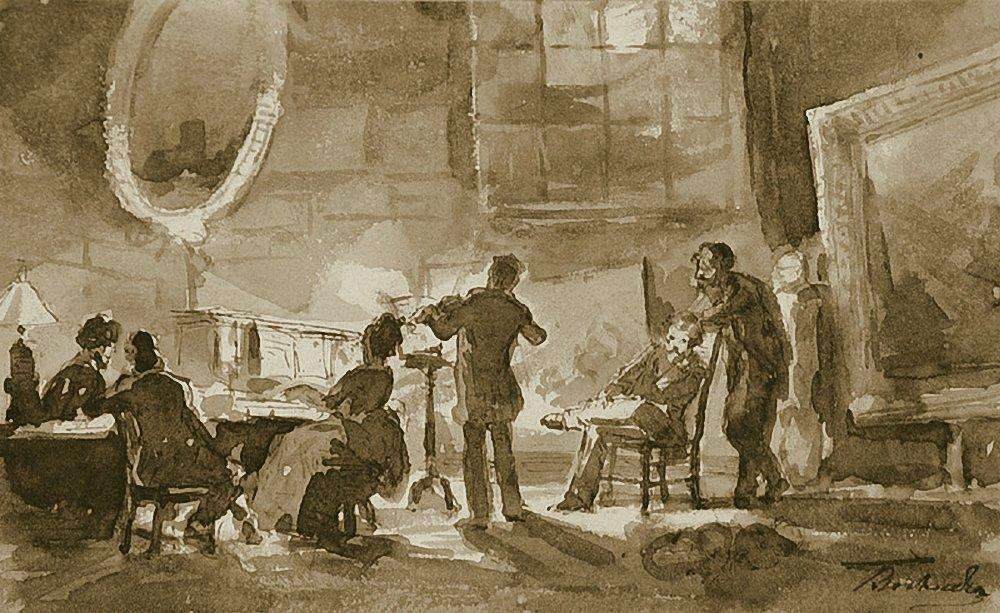 Вечер у К.Савицкого в Париже. 1874-1875 - Боголюбов Алексей Петрович