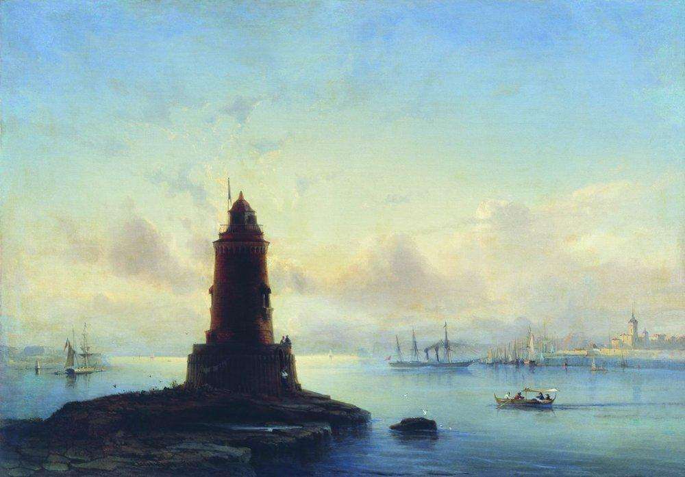 Вид Ревеля. Маяк (Марина с маяком). 1853 - Боголюбов Алексей Петрович