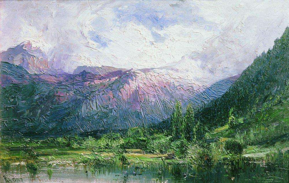 Озеро в горах. 1874 - Боголюбов Алексей Петрович