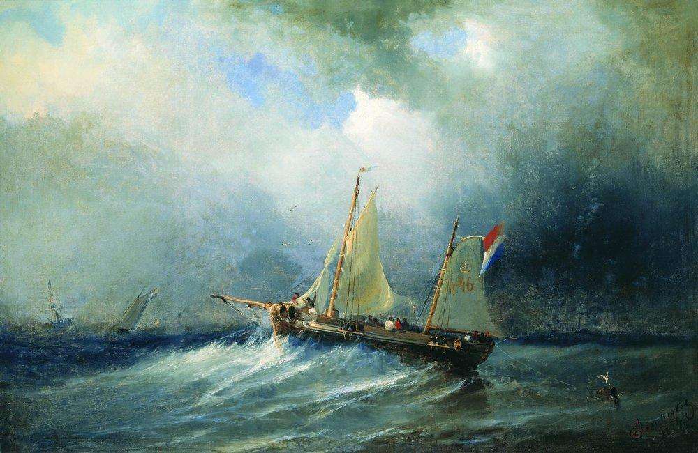 Парусник в море. 1864 - Боголюбов Алексей Петрович