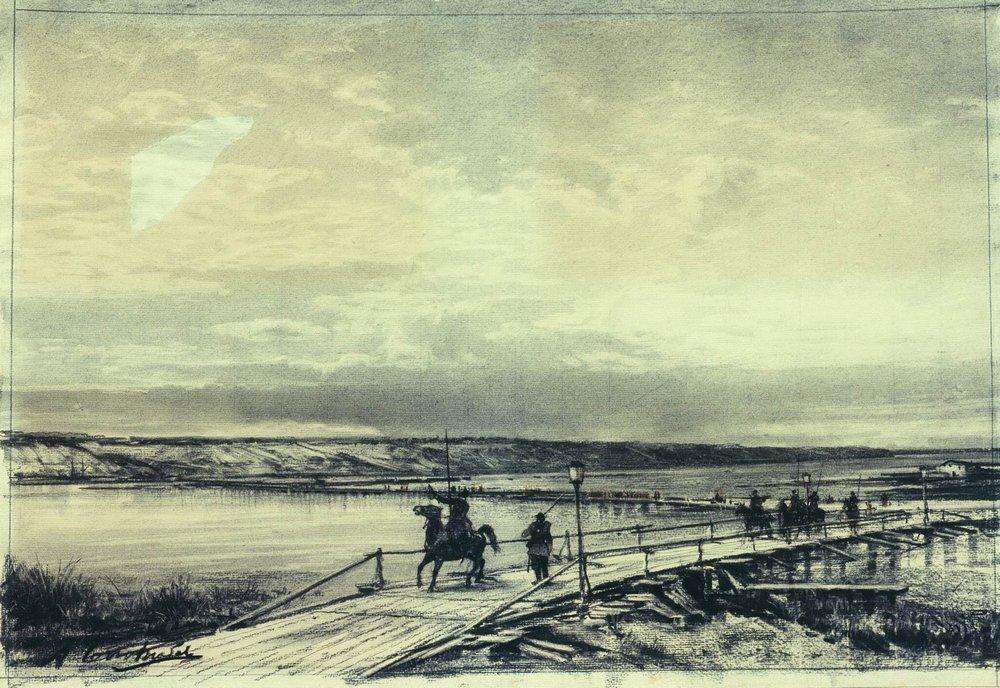 Понтонный мост через Дунай. 1878 год. 1878 - Боголюбов Алексей Петрович