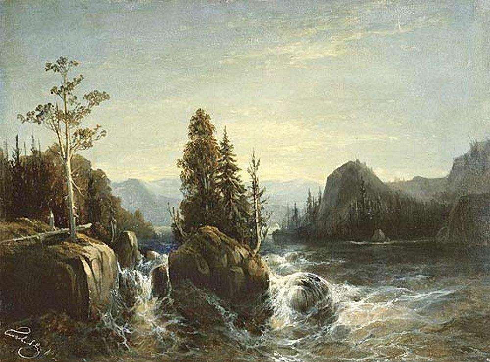 Разлив реки Вохти. Финляндия. 1853 - Боголюбов Алексей Петрович