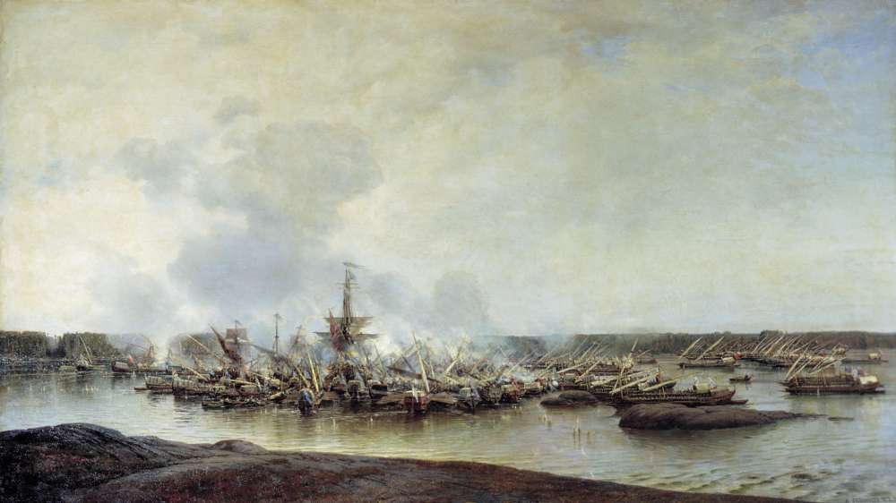 Сражение при Гангуте 27 июля 1714 года. 1877. Холст, масло - Боголюбов Алексей Петрович