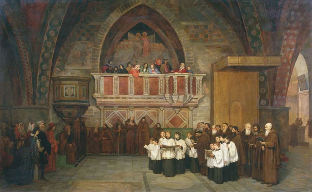 Вечерня в церкви Св. Франциска в Ассизи. 1871 - Боткин Михаил Петрович