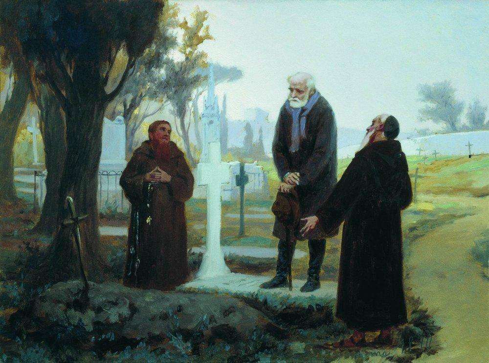 Изгнанник перед могилой. 1870 - Бронников Федор Андреевич