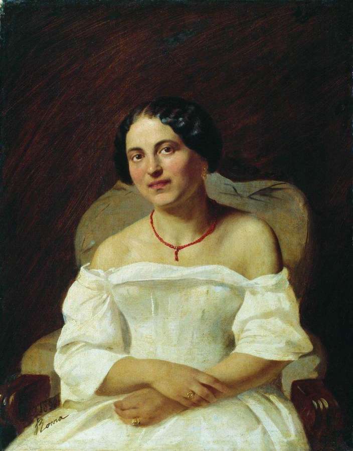 Портрет женщины в белом. 1859 - Бронников Федор Андреевич