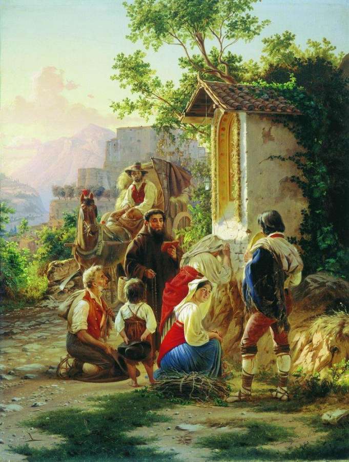 У часовни. 1858 - Бронников Федор Андреевич