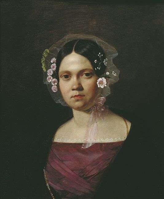 Портрет Е.А. Аникеевой, сестры художника, в молодости. 1839  - Васильев Алексей Александрович