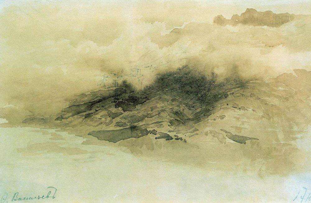 Горы в облаках. 1873 - Васильев Федор Александрович