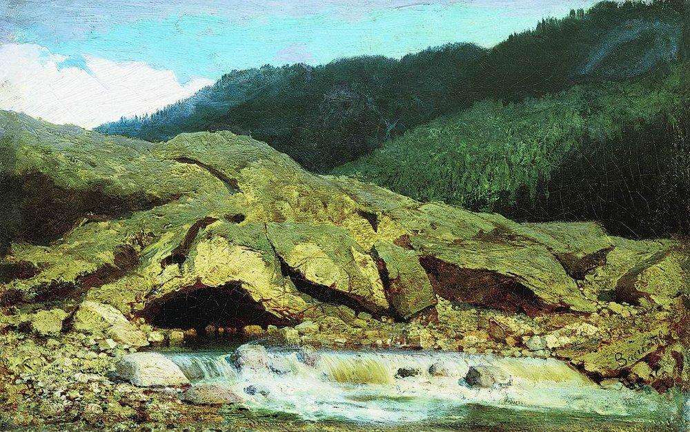 Пейзаж со скалой и ручьем. 1867 - Васильев Федор Александрович