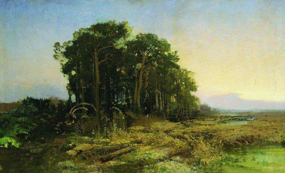 Сосновая роща у болота. 1871-1873 - Васильев Федор Александрович