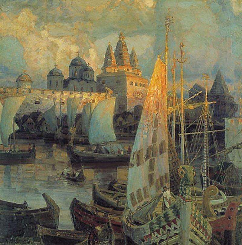 Варяжские корабли в Великом Новгороде. 1902 - Васнецов Аполлинарий Михайлович