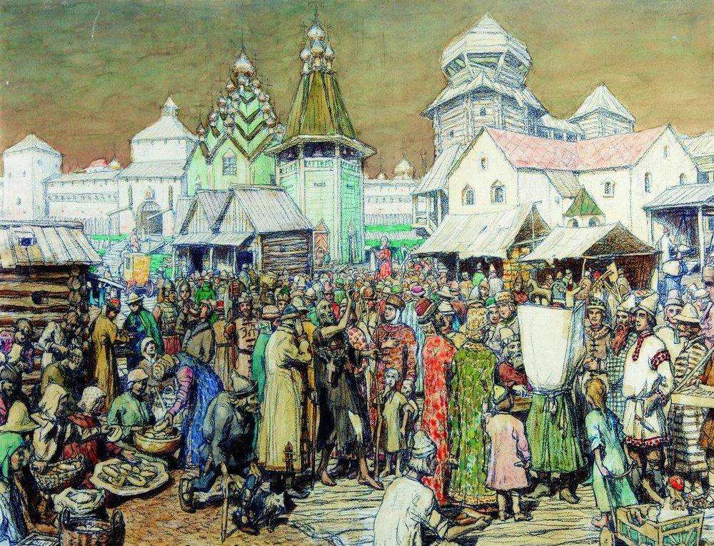 Городская площадь XVII века - Васнецов Аполлинарий Михайлович