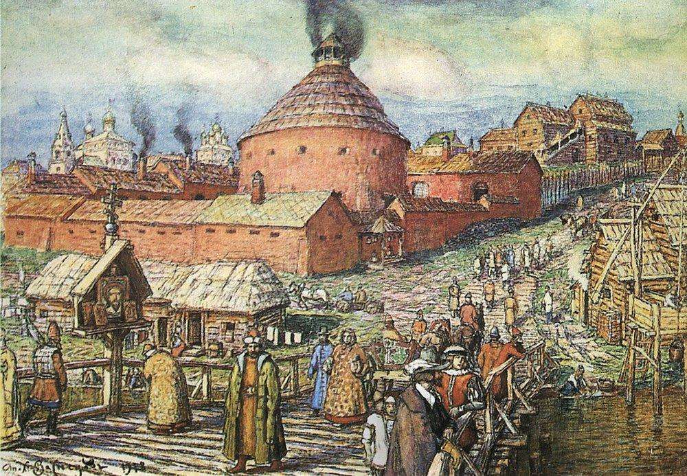 Пушечно-литейный двор на реке Неглинной в XVII век. 1918 - Васнецов Аполлинарий Михайлович