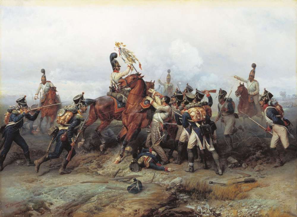 Подвиг конного полка в сражении при Аустерлице в 1805 году. 1884. Холст, масло - Виллевальде Богдан Павлович