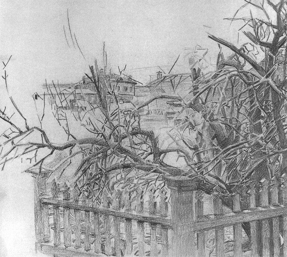 Дерево у забора. 1903-1904 - Врубель Михаил 