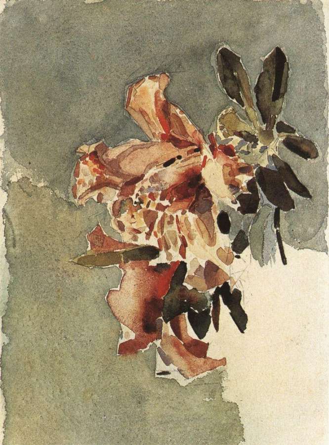 Красная азалия (Два цветка). 1886-1887 - Врубель Михаил 
