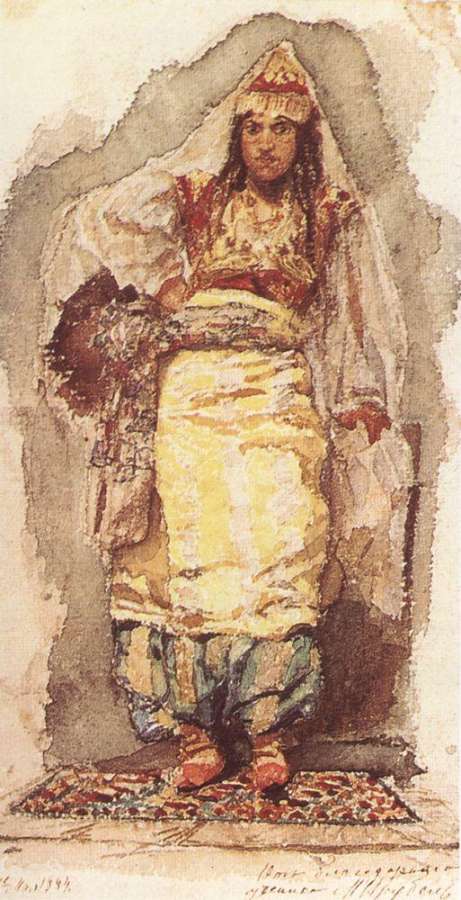 Натурщица в восточном костюме. 1884 - Врубель Михаил 