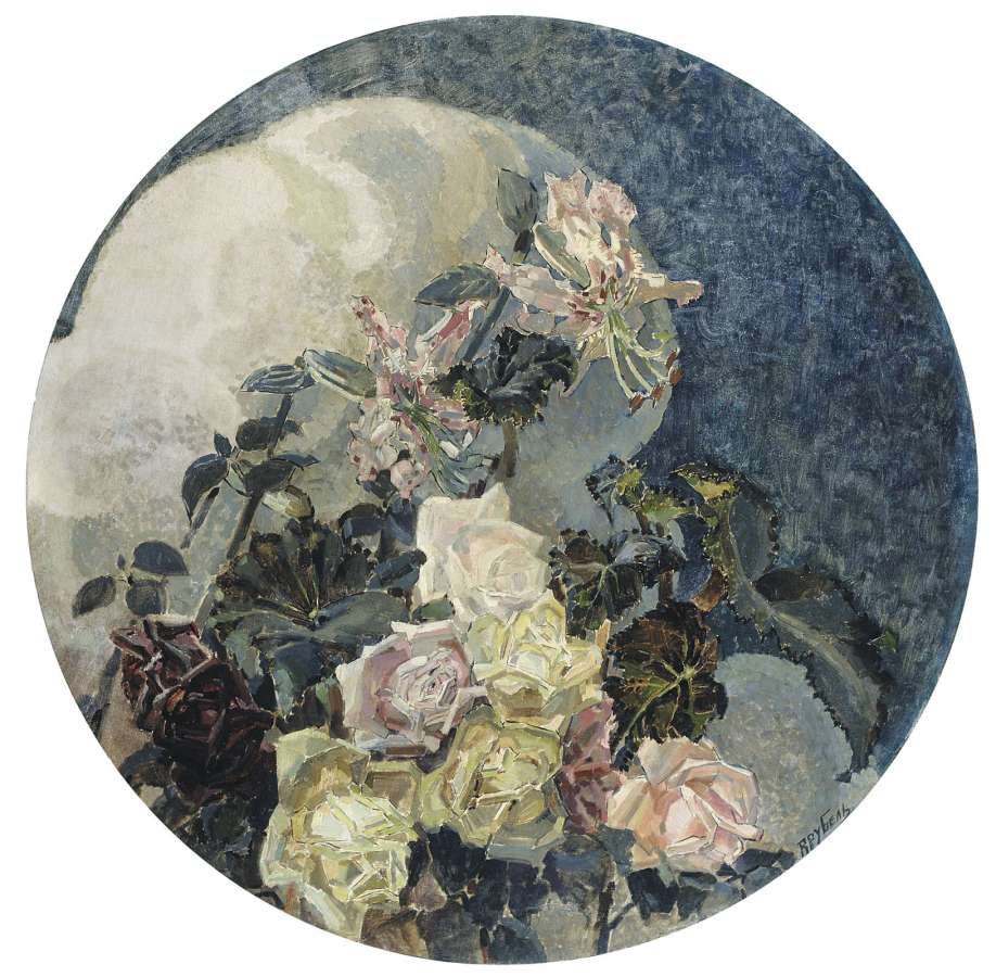 Розы и орхидеи. 1894. Холст, масло - Врубель Михаил 