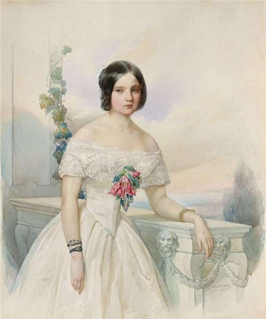 Женский портрет. 1850-е  - Гау Владимир Иванович