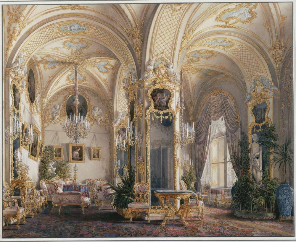 Interiors.of.the.Winter.Palace.The.Drawing.Room.in.Rococo.II.Style.with.Cupids -   