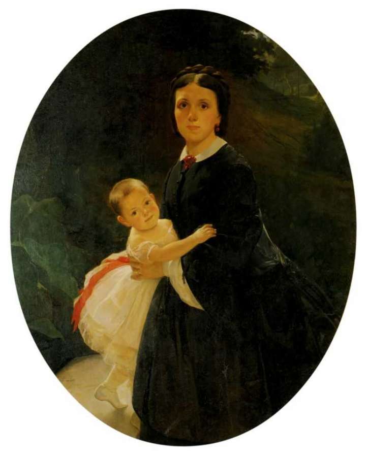 Портрет Шестовой с дочерью. 1859  - Ге Николай Николаевич