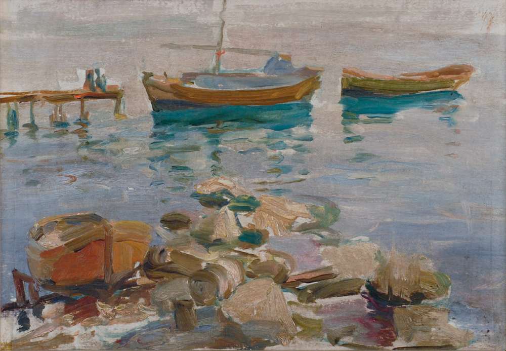 Лодки у берега, 1920г. 36x25 - Герасимов Сергей Васильевич