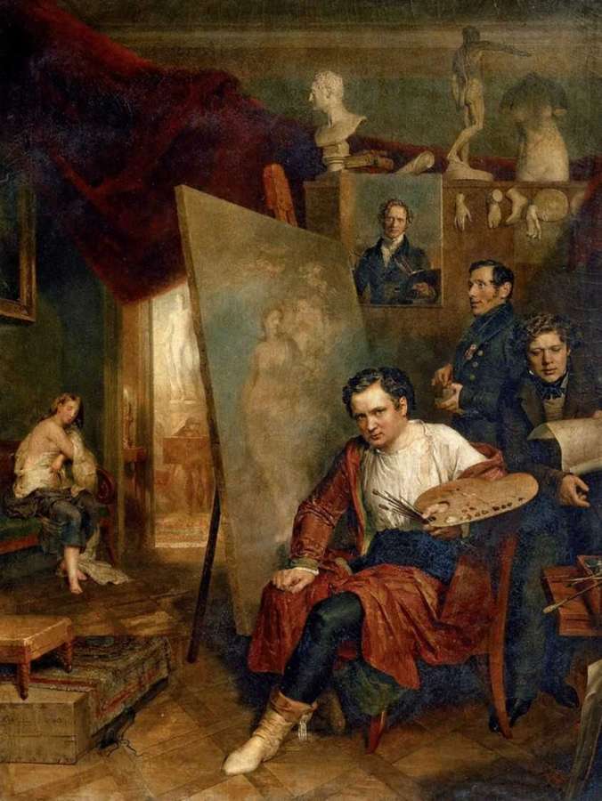 В мастерской художника В.А.Голике. 1832  - Голике Василий Александрович