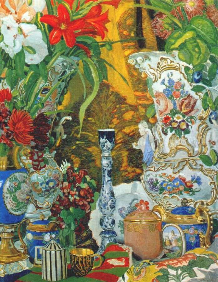 golovin_still_life_with_flowers_and_china_1912 - Головин Александр Яковлевич