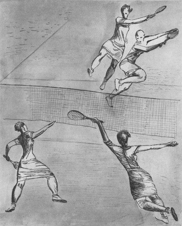 1931 Теннис. Бумага, тушь, перо. 51х41 Ссх - Дейнека Александр Александрович
