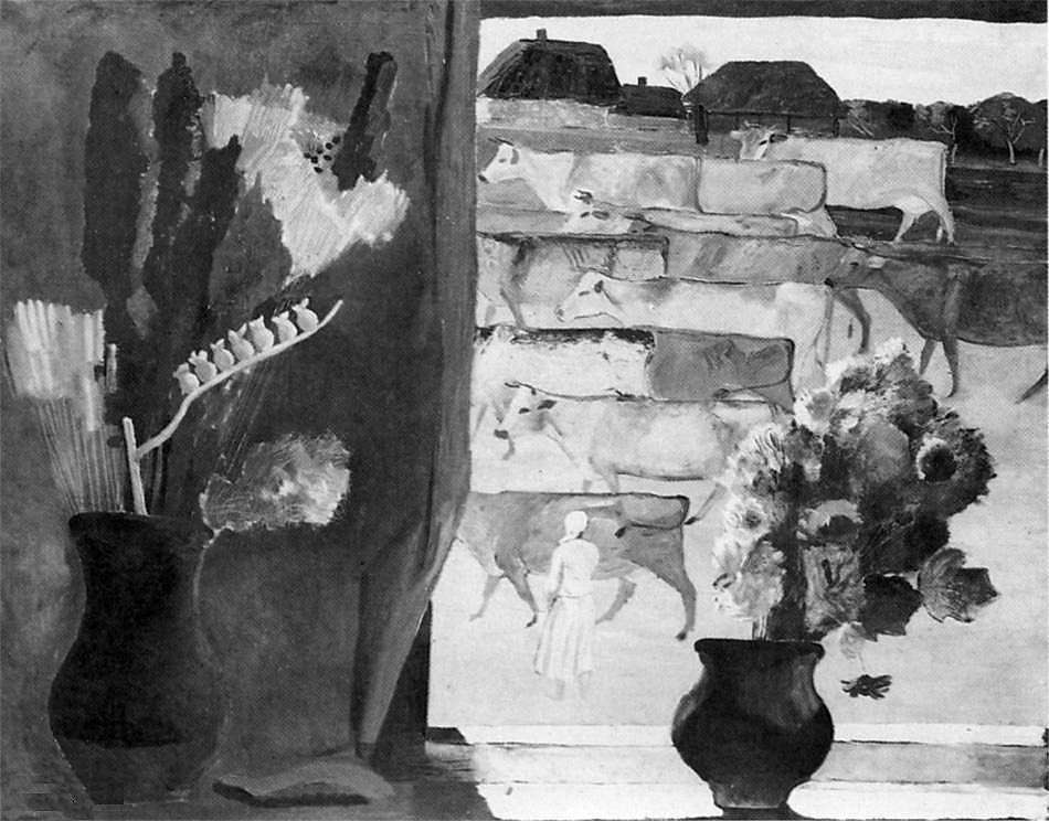 1933 Сельский пейзаж с коровами. Холст, масло. 131х161 ГРМ - Дейнека Александр Александрович