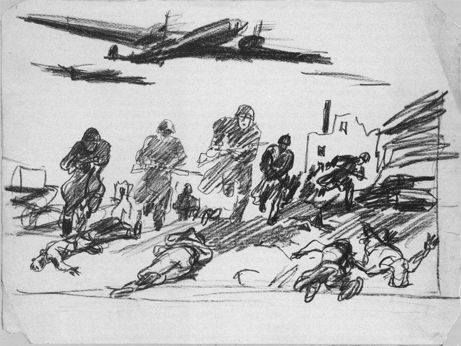 1942 Из фронтовых зарисовок. Б., к. 31 х43 Ссх - Дейнека Александр Александрович