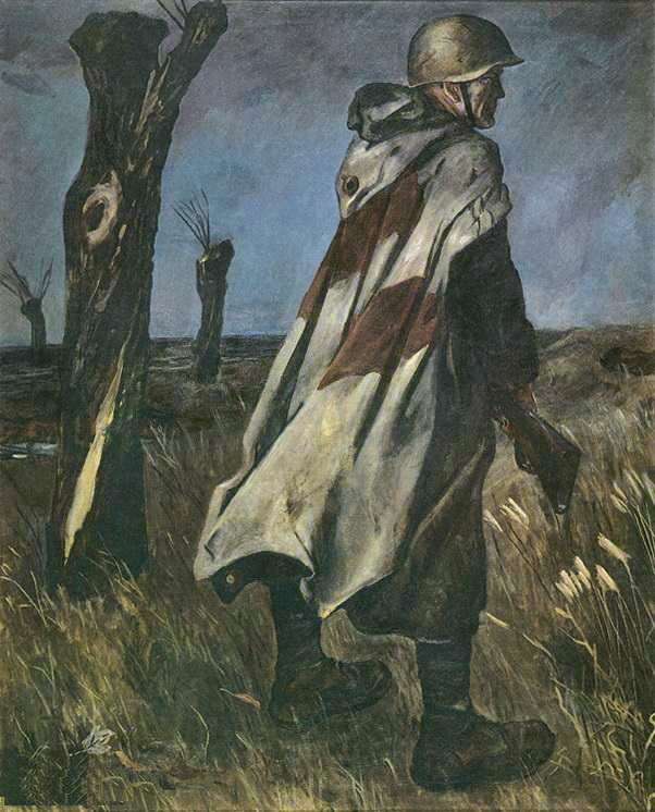 1942 Солдат в плащ-палатке. Х., м. 160x130 Ворошиловград - Дейнека Александр Александрович