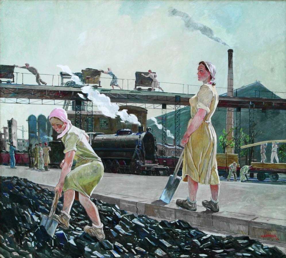 1947 Донбасс. Холст, темп. 179x197 ГТГ - Дейнека Александр Александрович