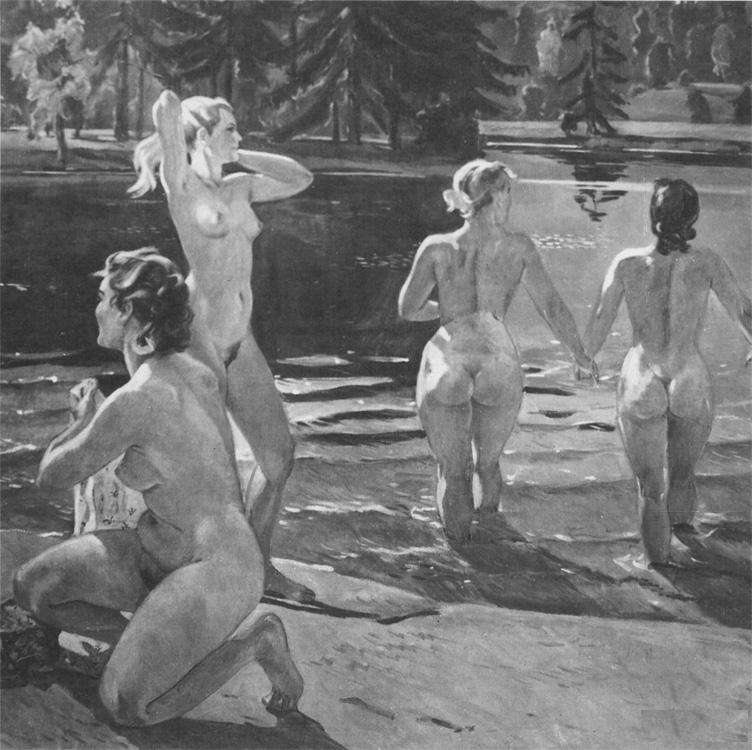 1952 Купальщицы. Х., м. 183x179 - Дейнека Александр Александрович