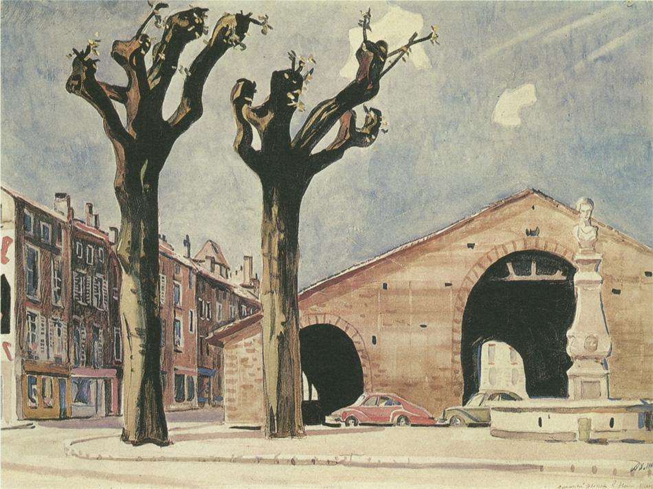 1962 Старый рынок в Ниме. Б., акварель. 64,5х87,7 Тула - Дейнека Александр Александрович