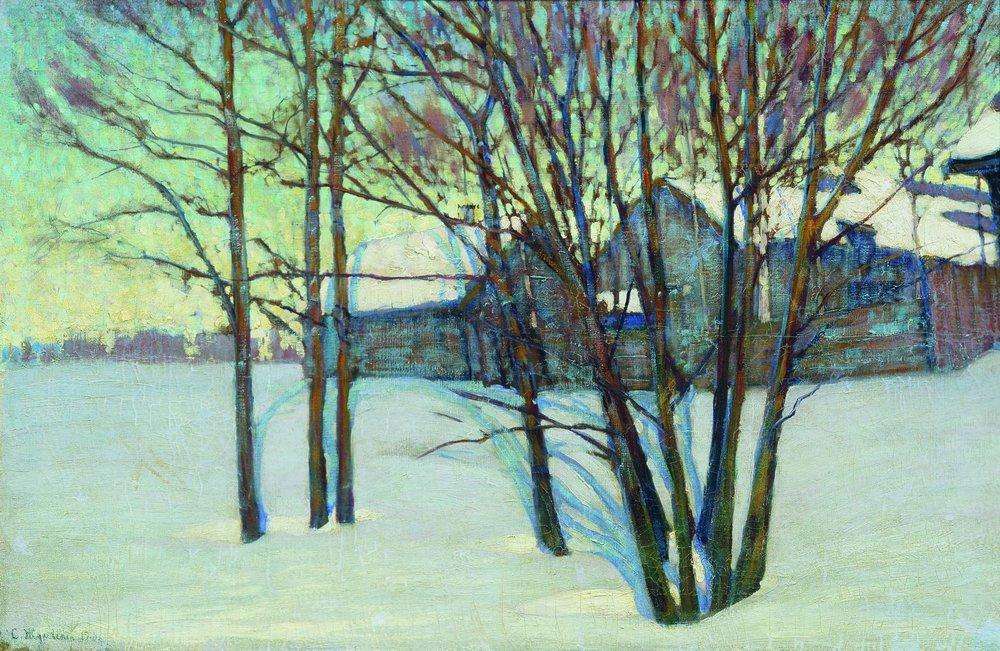 Зимний пейзаж с домом. 1916 - Жуковский Станислав Юлианович