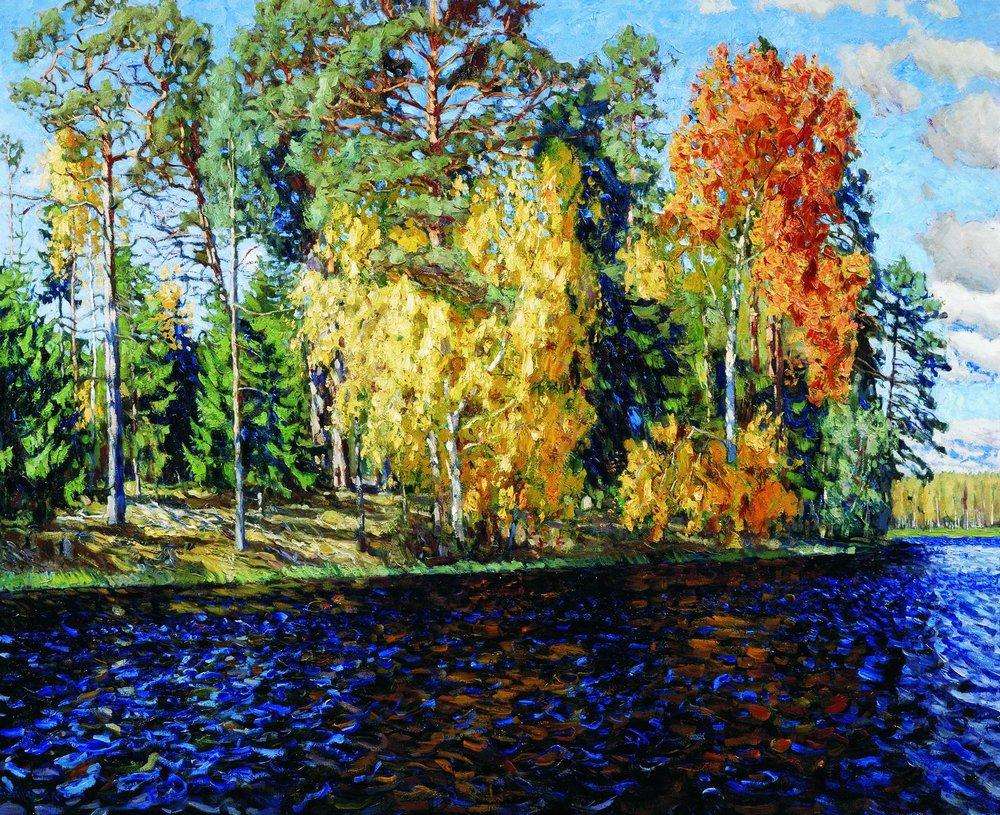 Лесное озеро. Золотая осень (Синяя вода). 1912 - Жуковский Станислав Юлианович