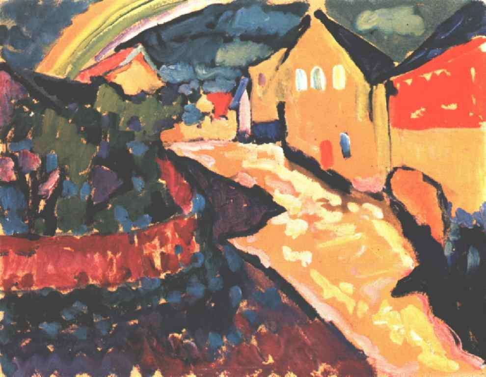 Kandinsky Murnau with Rainbow, 1909, Gabriele Munter Founda -   