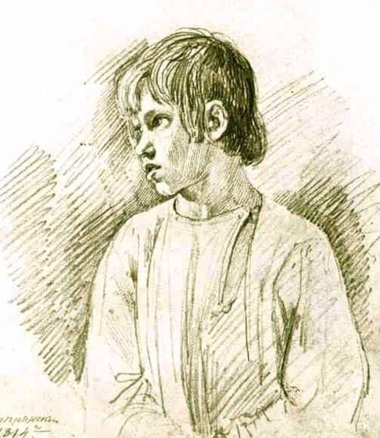Крестьянский мальчик 1814 Б., к. 23.7х20 ГТГ - Кипренский Орест Адамович