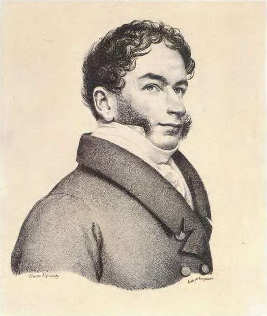 Портрет Cher de Angelis. 1822. Литография. ГМИИ - Кипренский Орест Адамович