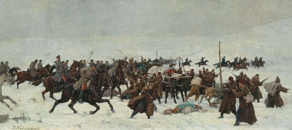 Атака русской кавалерии на турецкий обоз. 1877 год. 1880-е - Ковалевский Павел Осипович
