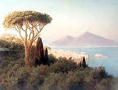 Итальянский пейзаж с видом на Везувий. 1898 2 - Кондратенко Гавриил Павлович