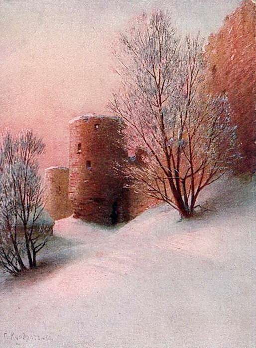 Крепость Копорье зимой. Открытка - Кондратенко Гавриил Павлович